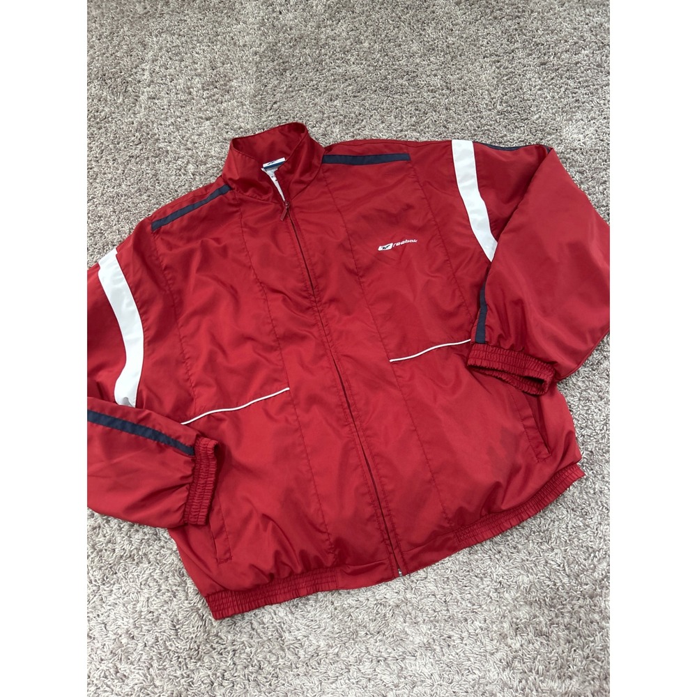 Vintage y2k Reebok Track Jacket Full Zip Windbreaker‎ Lightweight Red Mens L